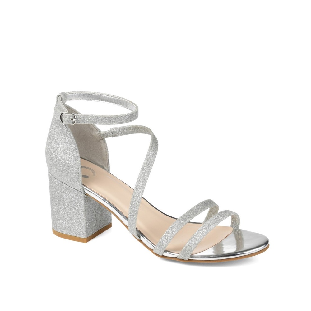 Journee BELLA GLITTERED STRAPPY HEELS IN WIDE